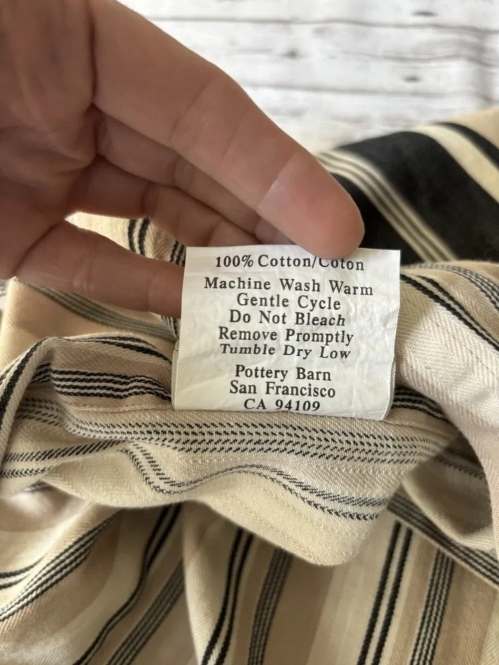 Pottery Barn Pillow Shams Covers Cream Tan Charcoal Gray Standard Cotton PAIR